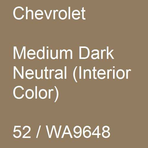 Chevrolet, Medium Dark Neutral (Interior Color), 52 / WA9648.
